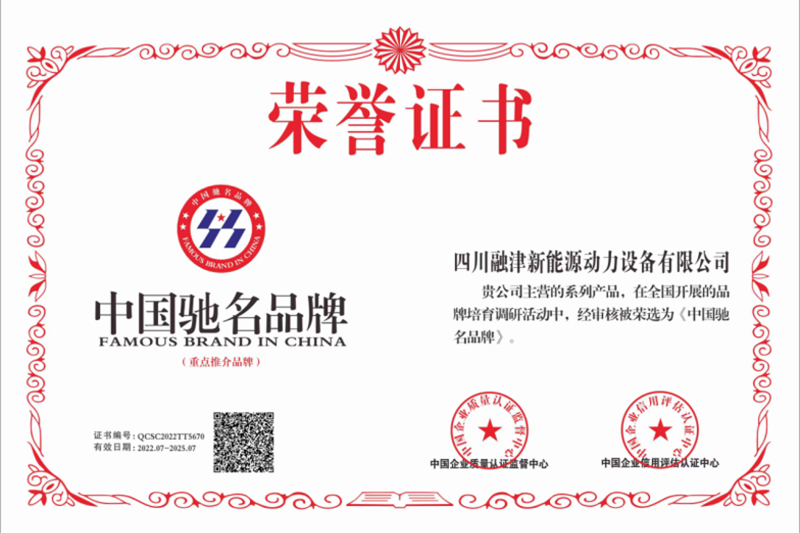 中國(guó)馳名品牌證書